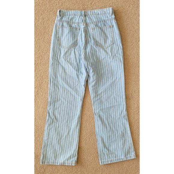 Stella‎ Laguna Beach Sz S Blue & White Striped High Rise Straight Leg Jeans - Picture 3 of 10